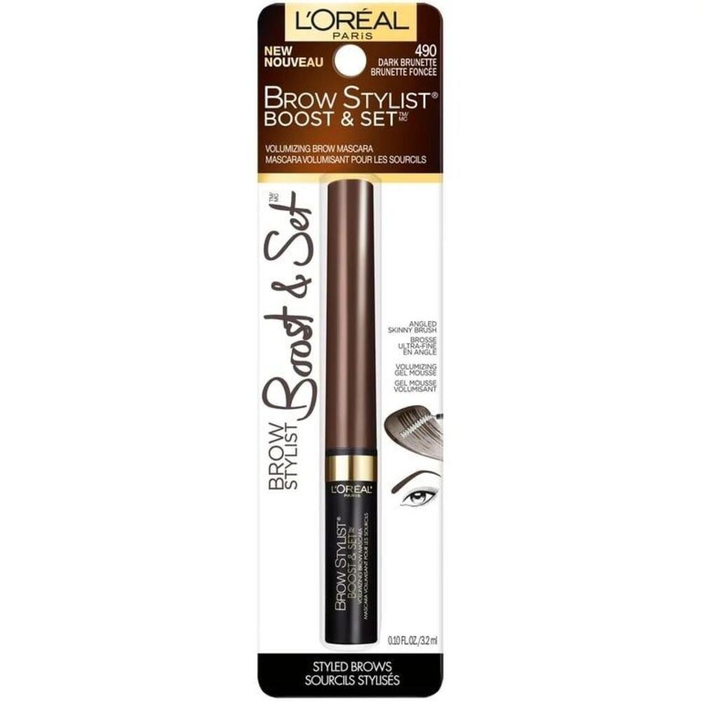 L'Oreal Paris Brow Stylist Boost & Set Brow Gel Mousse Mascara, Dark Brunnette